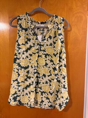 LOFT Green and Yellow Floral Sleeveless Camisole
